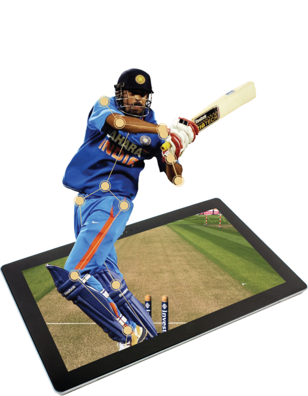 Cricket batter with SportsTrace skeleton overlay