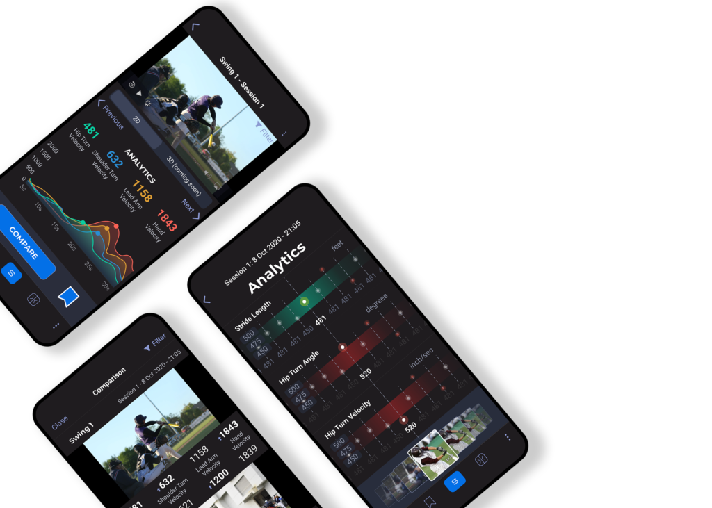 SportsTrace mobile app on several phones