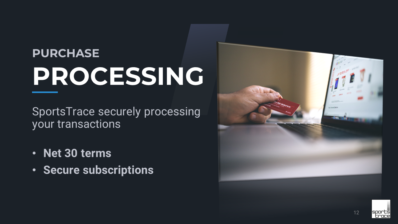 SportsTrace payment processing slide Facility Model