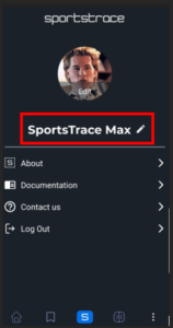 SportsTrace App Edit Display Name