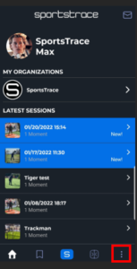 SportsTrace App Profile Menu