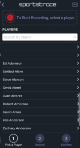 SportsTrace Organization View Recording Select Player