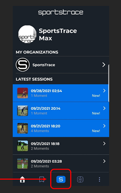 SportsTrace app upload button